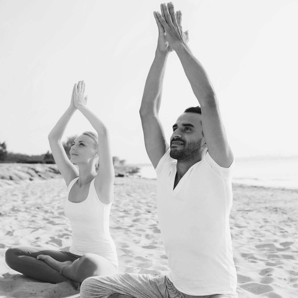 Two people in yoga pose
